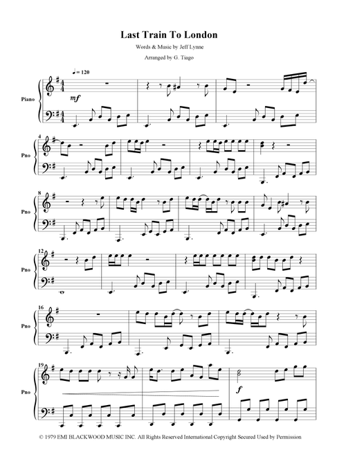 Last Train To London (Arr. G. Tiago) - Electric Light Orchestra (Easy Piano)