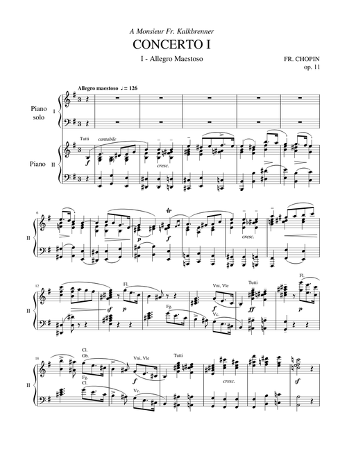 Chopin - Piano Concerto No. 1 In E Minor: I - Allegro Maestoso (Piano Solo With Orchestral Reduction)