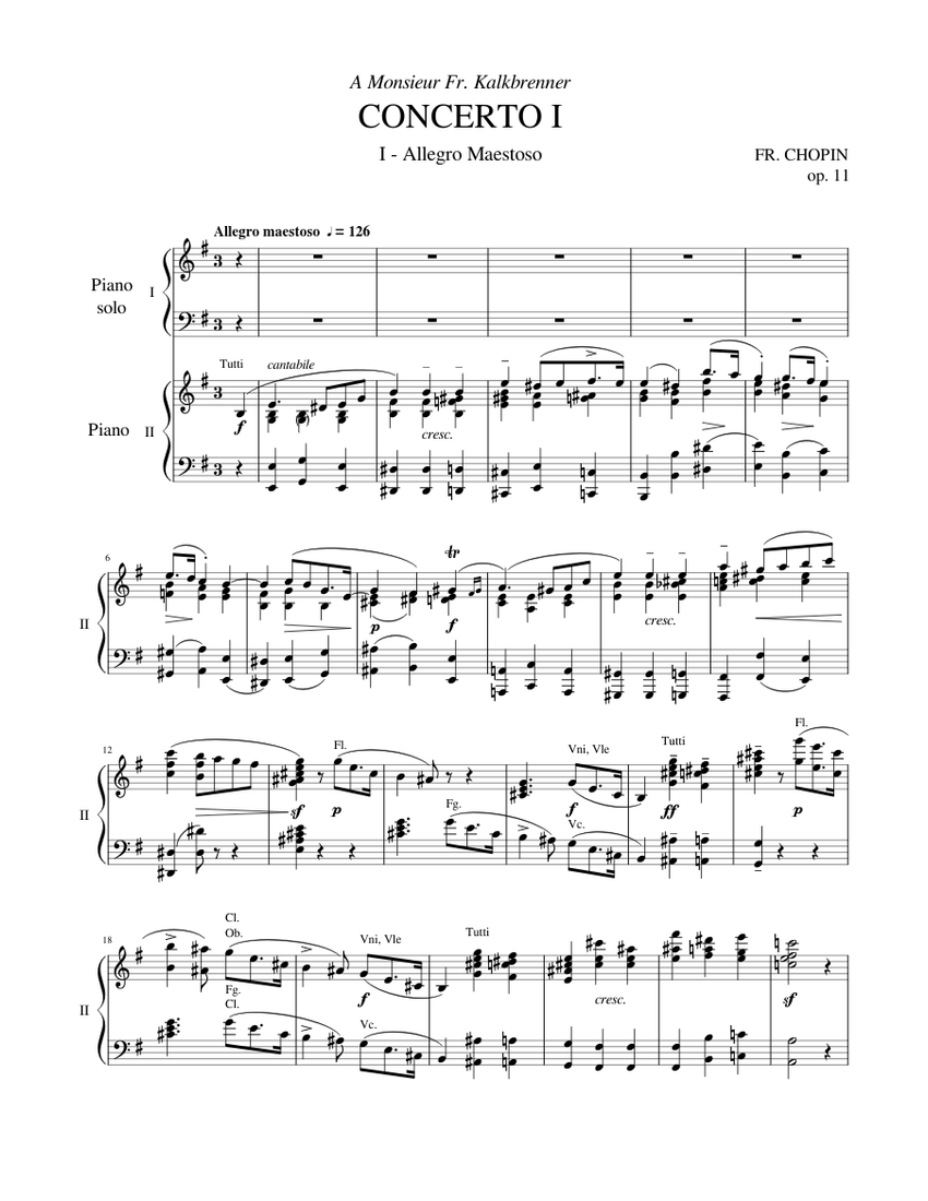 Chopin - Piano Concerto No. 1 In E Minor: I - Allegro Maestoso (Piano ...