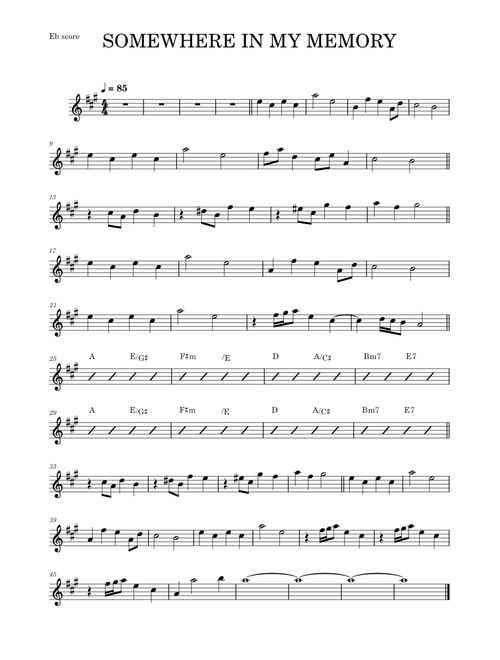 Somewhere in my memory – John Williams (ALTO SAX AND PIANO)
