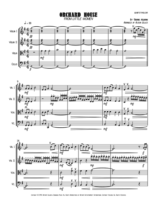Orchard House (Arr. Alison Gillies) - Thomas Newman (String Quartet)