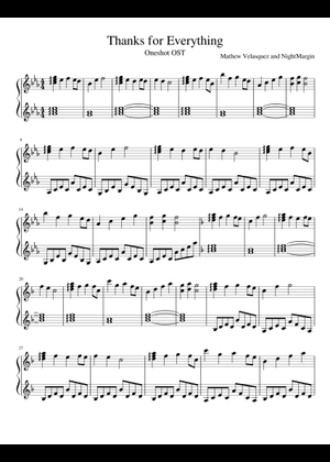 OneShot - Thanks For Everything – Nightmargin (Casey Gu) Sheet Music ...