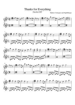 Casey Gu OneShot - Thanks For Everything – Nightmargin (Casey Gu) Sheet Music ...