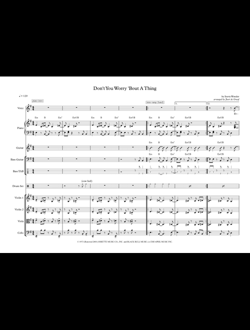 Don't You Worry 'bout A Thing (Arr. Joeri de Graaf) - Stevie Wonder (Large Ensemble)