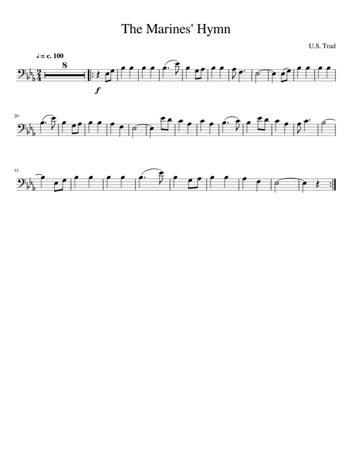 The Marines Hymn for Trombone