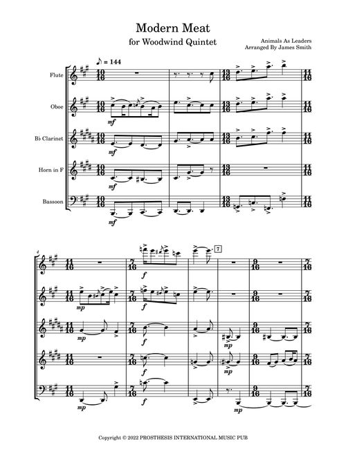 Modern Meat (Arr. James Smith) - Animals As Leaders (Woodwind Ensemble)