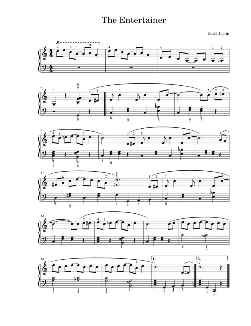 The Entertainer – Scott Joplin Sheet Music for Piano (Solo) easy ...