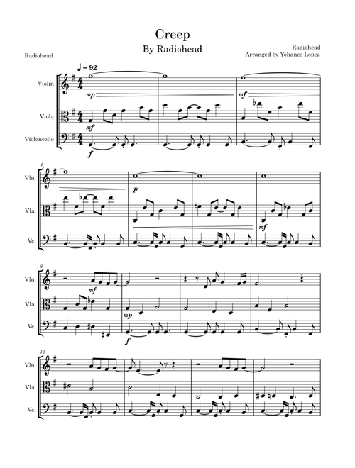 Creep – Radiohead Creep String Trio arrangement