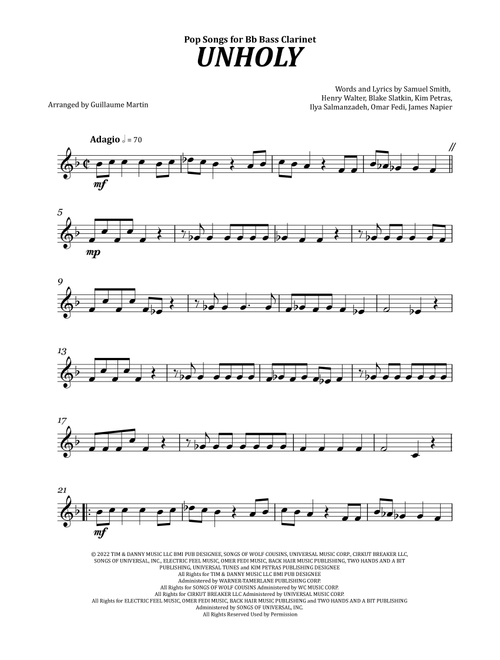 Unholy (Arr. Guillaume Martin) - Sam Smith Feat. Kim Petras (Clarinet Solo)