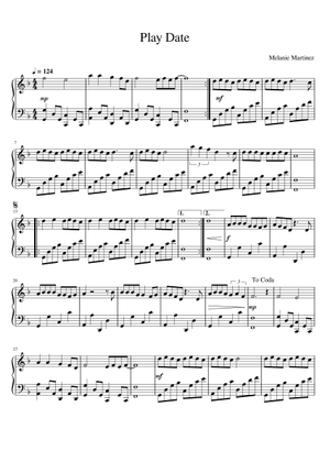 Play Date - Melanie Martinez Sheet Music for Piano (Solo) easy ...