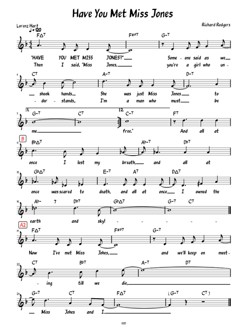Have You Met Miss Jones (Lead sheet with lyrics )