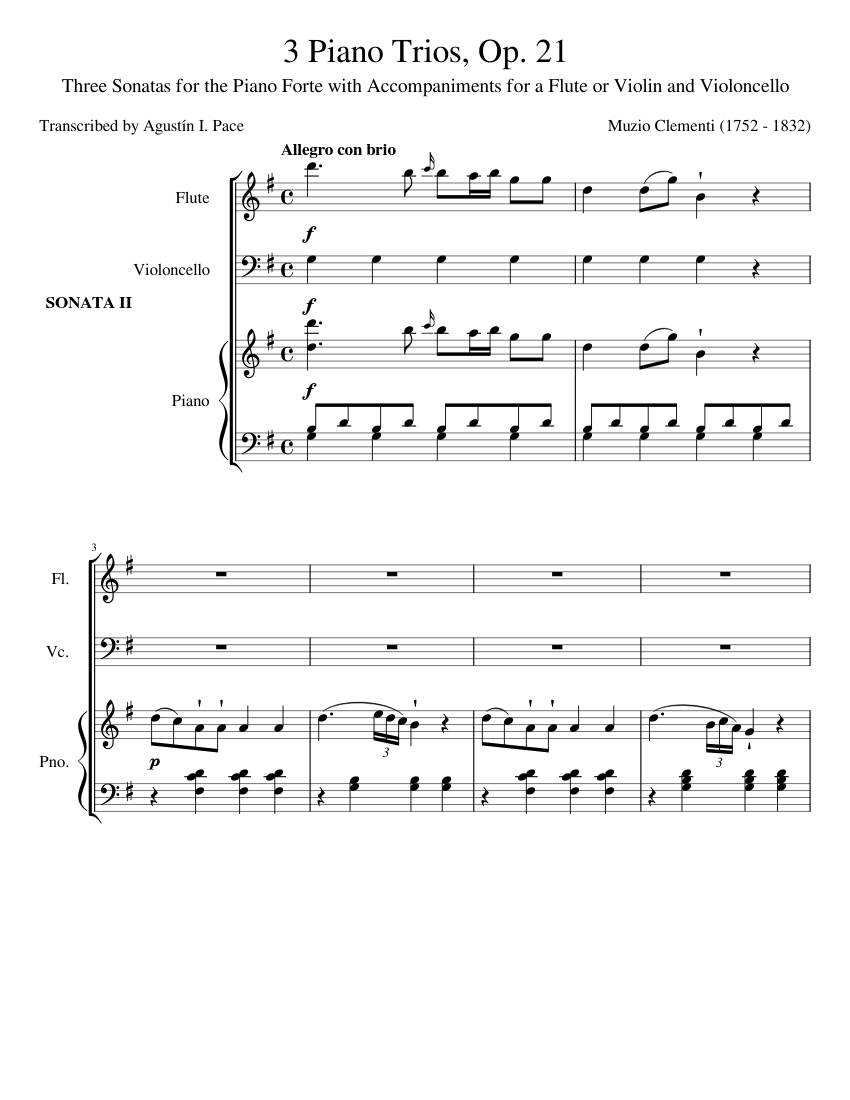 Clementi Op. 21 No. 2 - Piano Trio in G Major Sheet music for Piano ...