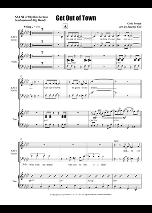 Play Official version of Get Out Of Town Sheet Music by Cole