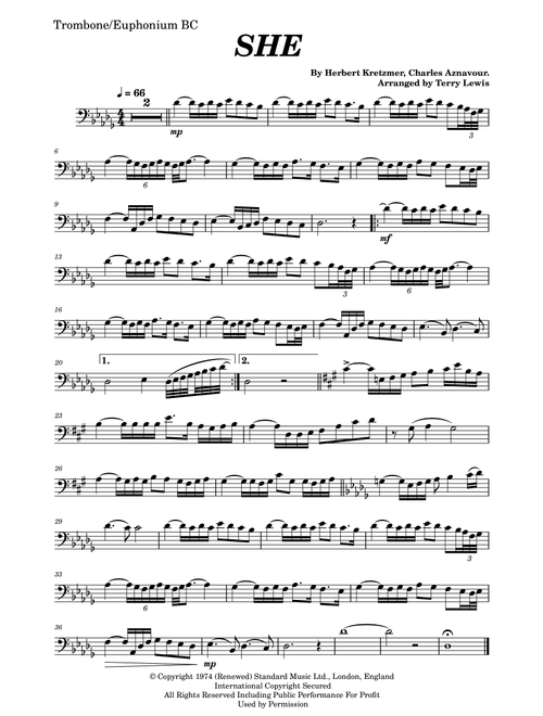 She (Arr. Terry Lewis) - Elvis Costello (Trombone and Piano)