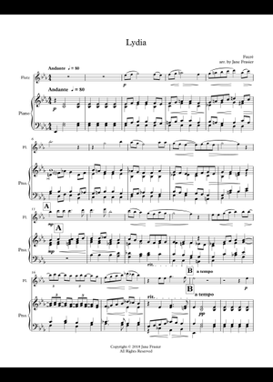 Lydia - Gabriel Fauré Sheet Music for Piano, Synthesizer (Mixed