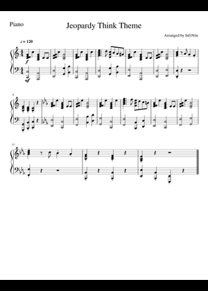 Jeopardy theme – Misc Television jeprody theme Sheet Music for ...