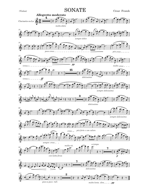 Sonate en la Majeur pour violon et piano – César Franck