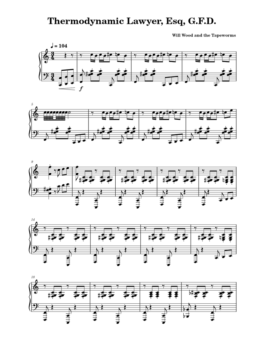 Thermodynamic Lawyer, Esq, G.F.D. Will Wood and the Tapeworms Sheet