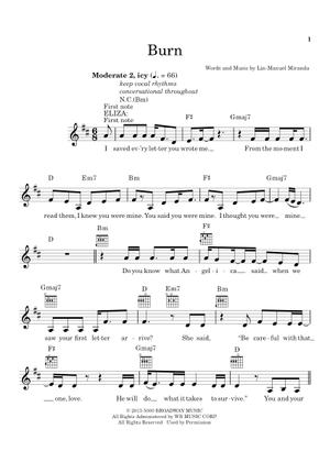 Play Official version of Burn Sheet Music by Lin-Manuel Miranda for ...