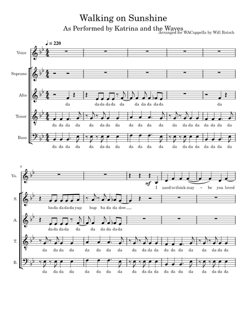 Walking on sunshine – Katrina and the Waves Walking on Sunshine SATB with solo