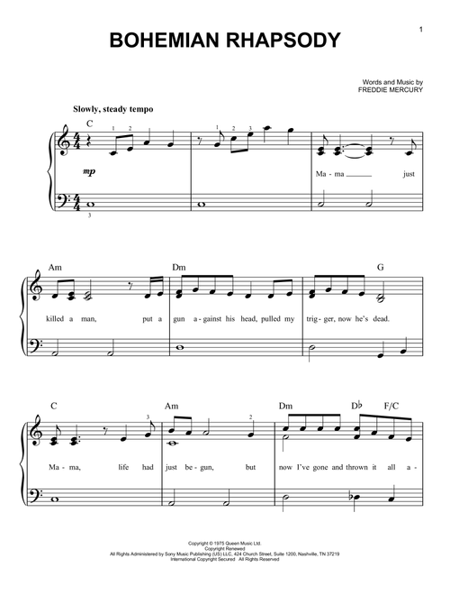 Bohemian Rhapsody - Queen (Very Easy Piano)