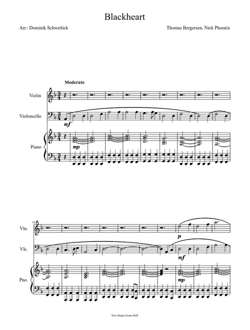 Two Steps From Hell - Blackheart - Piano Trio Arrangement