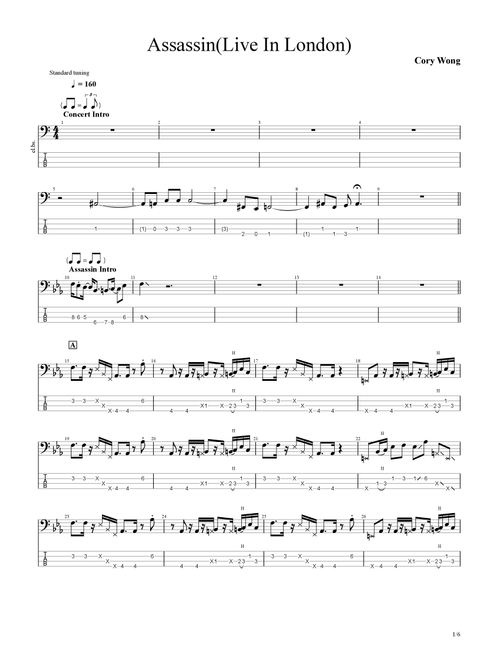Assassin (Arr. UNSOON) - Cory Wong (Bass Tab)
