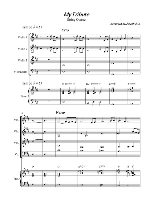 My Tribute (Arr. Joseph Ondong) - Andrae Crouch (String Quartet)