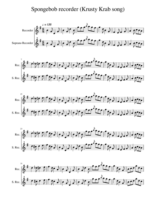 Spongebob recorder (Krusty Krab song)