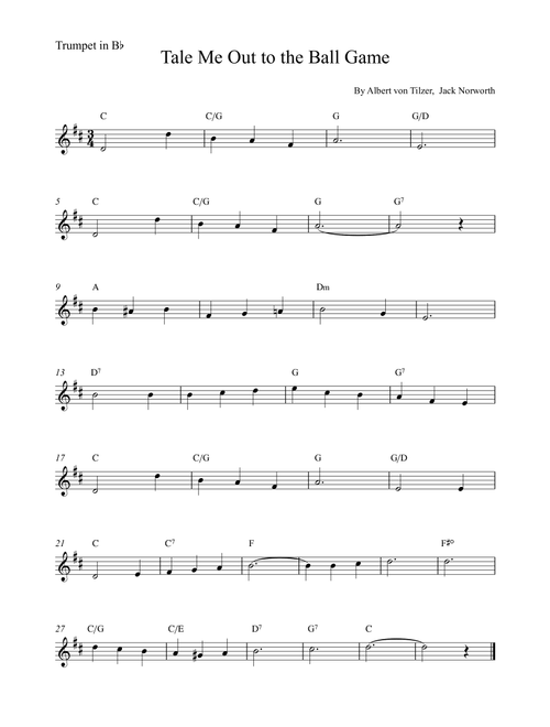 Take Me Out To The Ball Game (Arr. Alex Nunes Rodrigues) - Albert von Tilzer, Jack Norworth (Trumpet Solo)