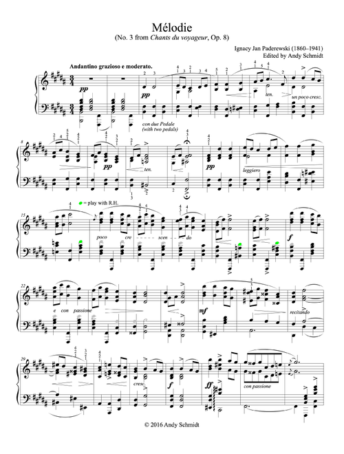 Mélodie (Arr. Andy Schmidt) - Ignacy Jan Paderewski (1860–1941) (Piano Solo)