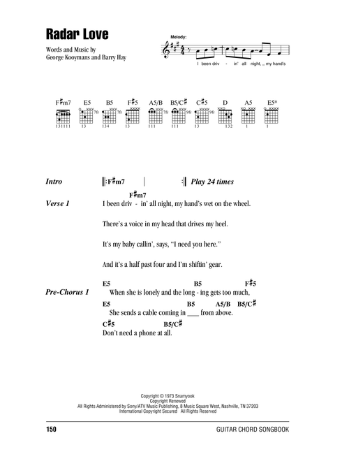 Radar Love - Golden Earring (Guitar Chords-Lyrics)