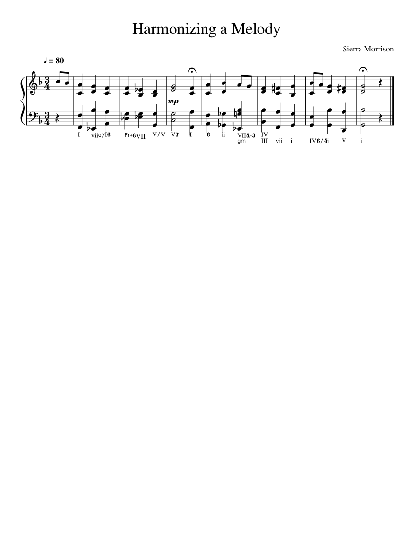 Harmonizing a Melody Sheet Music for Piano (Solo) easy | MuseScore.com