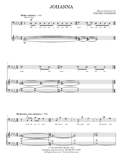 Johanna (Judge's Version) - Stephen Sondheim (Piano Vocal)