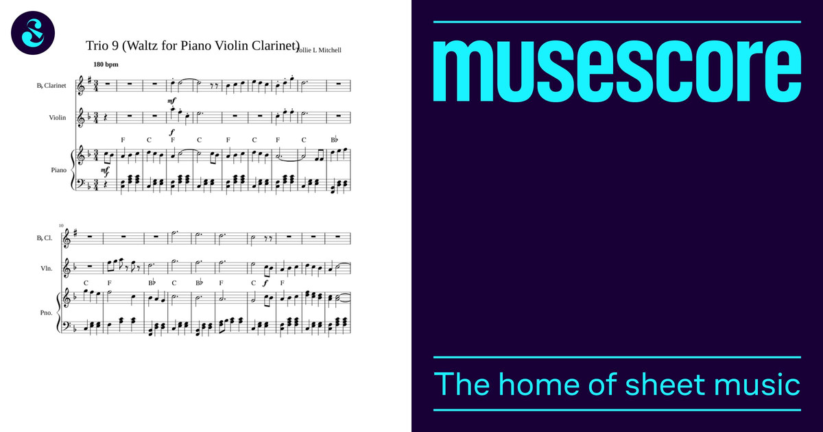 Trio 9 (Waltz for Piano Violin Clarinet) Sheet Music with Chords