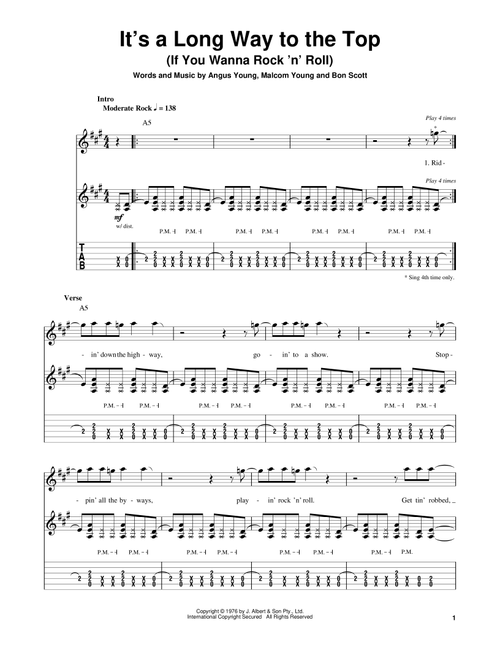 It's A Long Way To The Top (If You Wanna Rock 'N' Roll) - AC/DC (Guitar Tab Play-Along)
