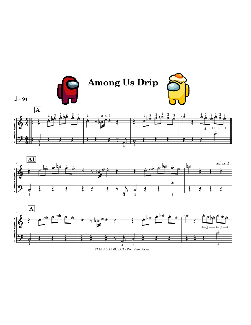 Among_Us_Drip (arreglo facil para piano) piano tutorial