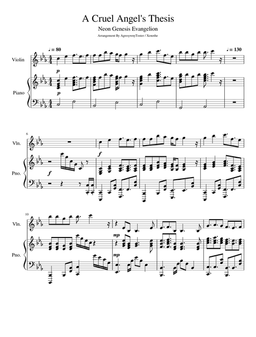 Neon Genesis Evangelion - A Cruel Angel's Thesis [Piano and Violin]