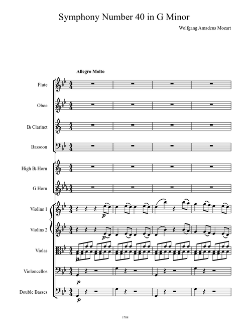 Wolfgang Amadeus Mozart's 40th symphony (WIP) (Updated!)