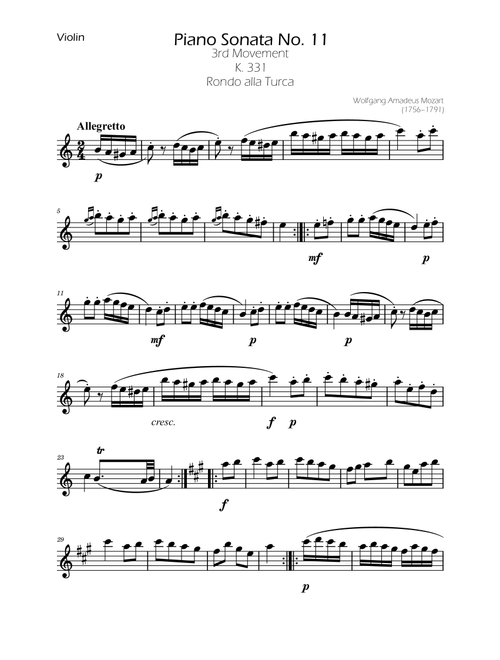 Rondo alla Turca Violin Solo (Arr. Ygor Nunes) - Mozart (Violin Solo)