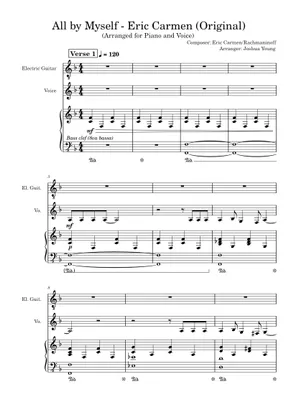 Play Official version of All by myself Sheet Music by Eric Carmen Play Official version of All by myself Sheet Music by Eric Carmen