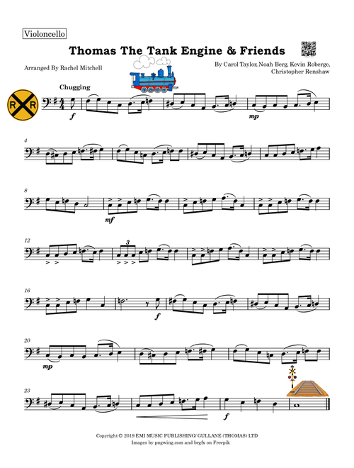 Thomas The Tank Engine & Friends (Arr. Rachel Mitchell) - Carol Taylor, Noah Berg, Christopher Renshaw (Cello Solo)