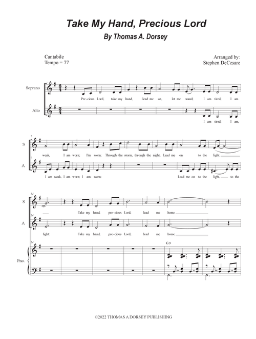 Take My Hand, Precious Lord (Arr. Stephen DeCesare) - Thomas A Dorsey (Voice Duet and Piano)