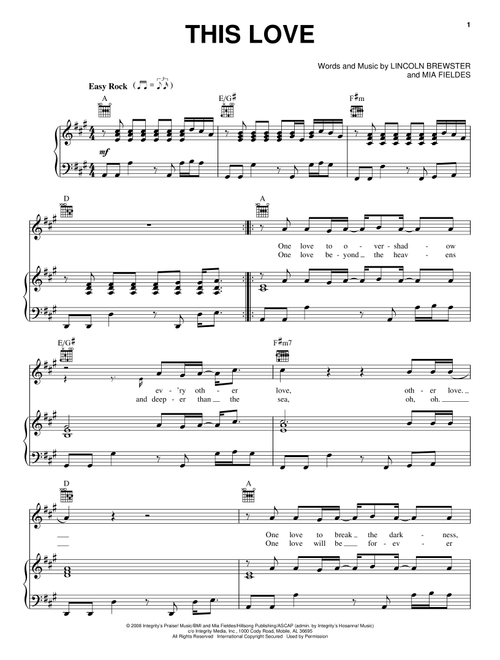 This Love - Lincoln Brewster (Piano-Vocal-Guitar)