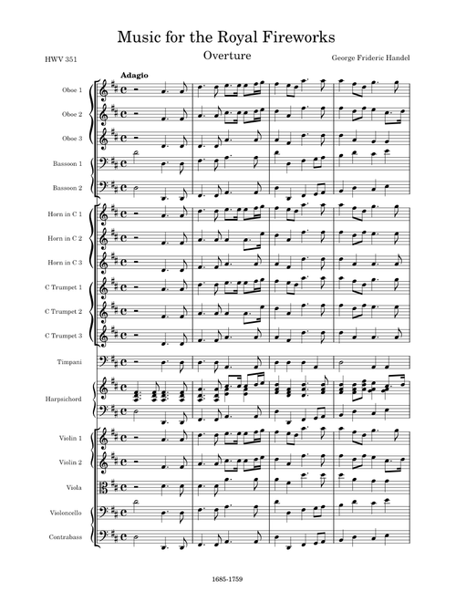 Music for the Royal Fireworks, HWV 351, I. Overture – Georg Friedrich Händel