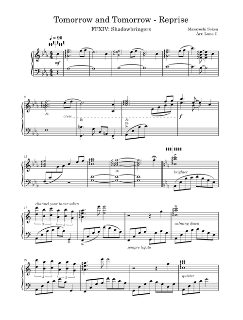 Final Fantasy XIV sheet music by Luna C. | Play, print, and