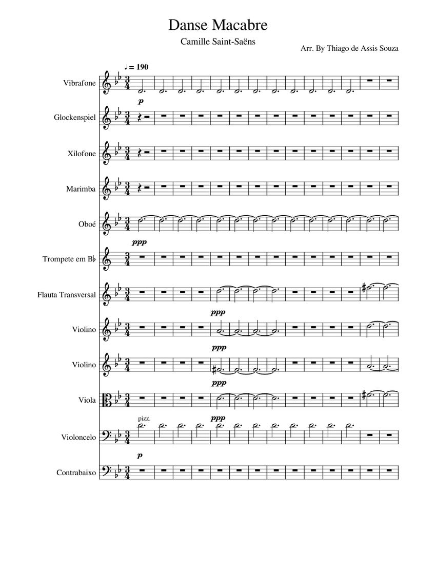 Danse Macabre Sheet music for Flute, Oboe, Trumpet in b-flat ...