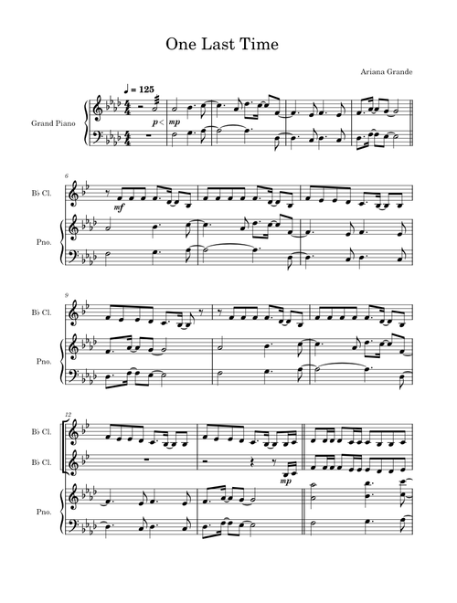 One Last Time (Clarinet) – Ariana Grande