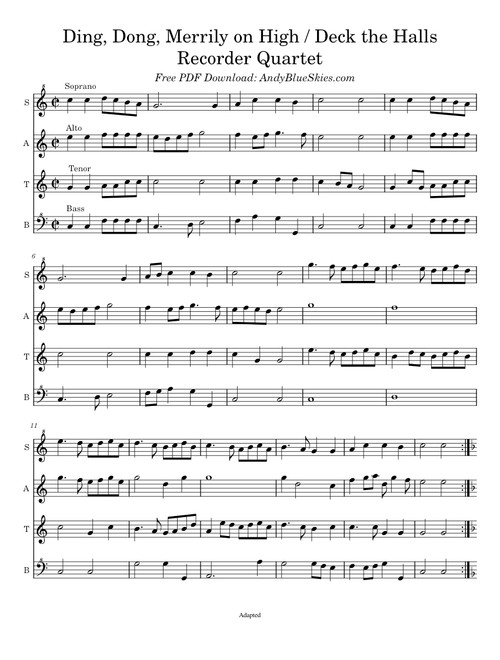 Ding, Dong, Merrily on High / DecktheHalls Recorder Quartet