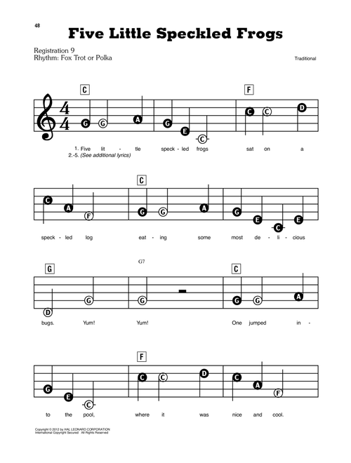 Five Little Speckled Frogs - Traditional (E-Z Play Today)